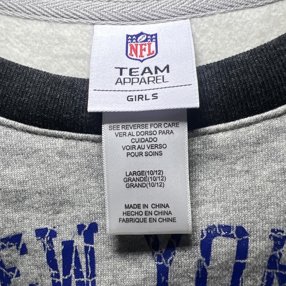 New‎ York Giants Sweatshirt Girls Large Gray NFL Cropped Oversized 10/12 NY - Picture 3 of 9